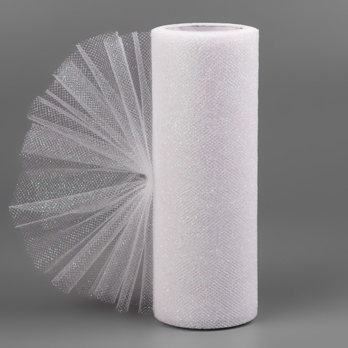 Фатин с глиттером, 15 см, 11 &plusmn; 1 г/кв.м, 9 &plusmn; 0,5 м, цвет белый №1