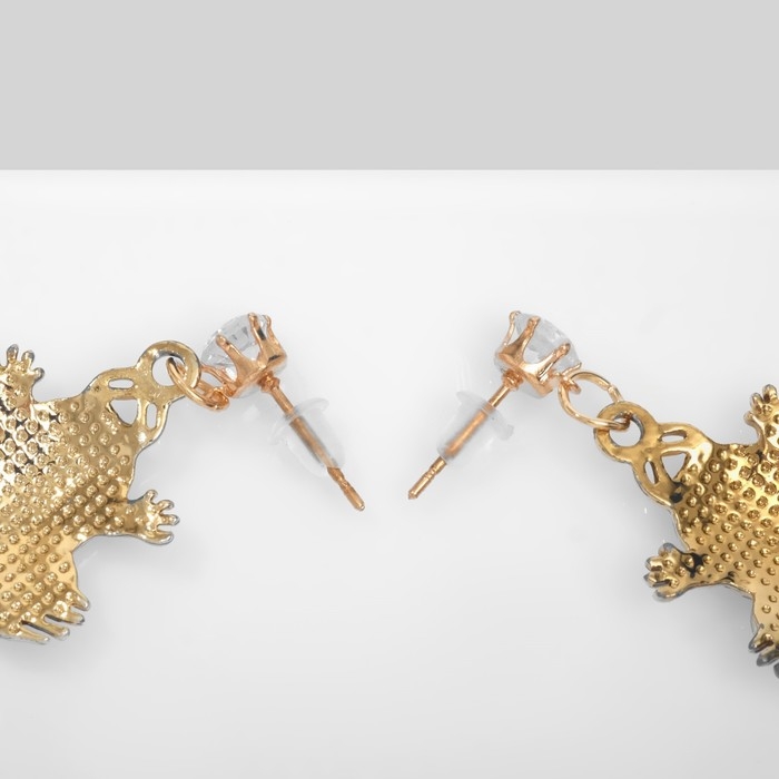 Серьги со стразами «Лягушки» малыши, цвет сиренево-белый в золоте Серьги со стразами «Лягушки» малыши, цвет сиренево-белый в золоте