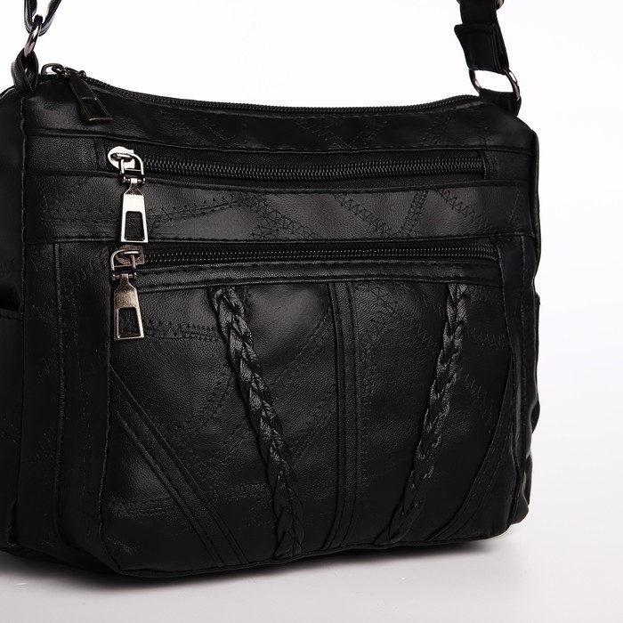 Сумка женская на одно плечо, на молнии, цвет чёрный Сумка женская на одно плечо, на молнии, цвет чёрный