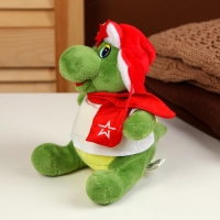 Мягкая игрушка &laquo;Дракон&raquo;, в шапке-ушанке со звездой, 17 см, цвет зелёный