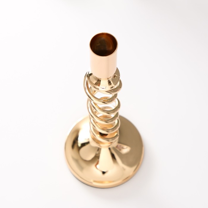 Подсвечник металл на 1 свечу d=2 см "Аделин" золото 9х9х25 см