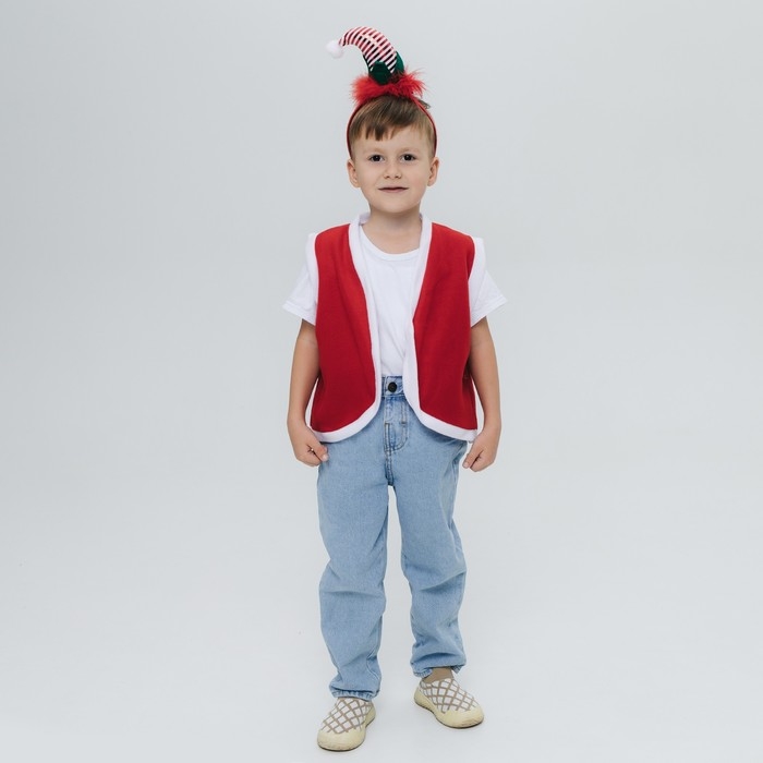 Карнавальный набор &laquo;Новогодний гномик&raquo;: жилетка и ободок, рост 92&ndash;104 см