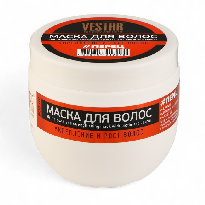 Маска для роста волос и их укрепления с биотином и перцем VESTAR, 500 мл Маска для роста волос и их укрепления с биотином и перцем VESTAR, 500 мл
