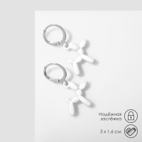 Серьги &laquo;Собачки&raquo; игрушечные, цвет белый в серебре