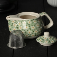 Чайник заварочный &laquo;Весеннее цветение&raquo;, 200 мл , с металлическим ситом, цвет зеленый