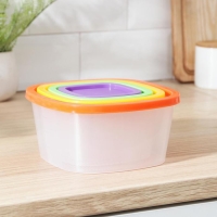 Набор пищевых контейнеров &laquo;BioFresh&raquo;, 4 шт: 0,23 л, 0,5 л, 0,9 л, 1,55 л, прозрачные, крышки микс