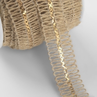 Тесьма декоративная холщовая с пайетками, 20 мм, 10 &plusmn; 0,5 м, цвет бежевый