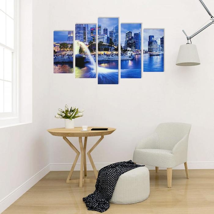 Картина модульная на подрамнике "Фонтан" 2-25*52 см, 2-25*66,5 см, 1-25*80 см   80*140 см