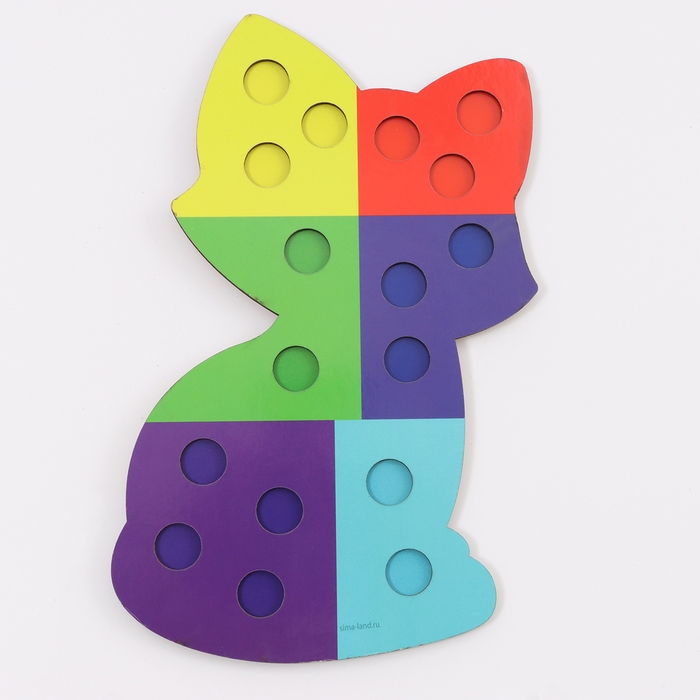 Сортер деревянный &laquo;Котёнок&raquo; с помпонами и пинцетом, 15 х 21 см