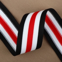 Тесьма трикотажная лампас 40 мм, 9,1 ± 0,5 м, цвет чёрный/белый/красный Тесьма трикотажная лампас 40 мм, 9,1 ± 0,5 м, цвет чёрный/белый/красный