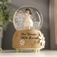 Сувенир полистоун водяной шар музыка "Малышка-музыкант" крутится МИКС 15,5х10х10 см