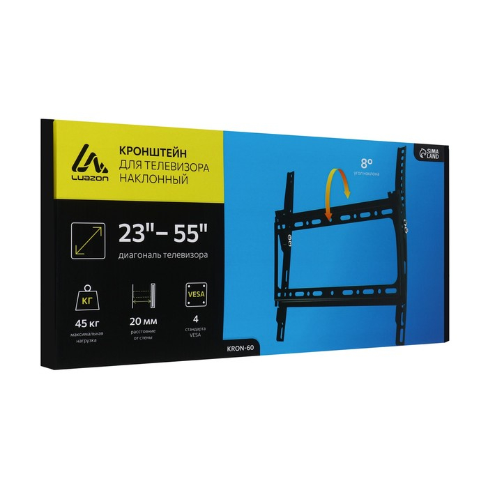 Кронштейн Luazon KrON-60, для ТВ, наклонный, 23-55 Кронштейн Luazon KrON-60, для ТВ, наклонный, 23-55", 20 мм от стены, чёрный