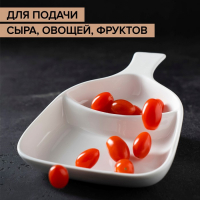 Менажница фарфоровая 2 ячейки Magistro &laquo;Бланш&raquo;, 20&times;13&times;1,5 см, цвет белый