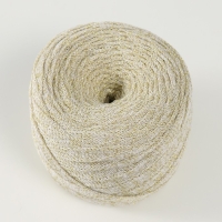 Трикотажная пряжа "Риббон" с люрексом 85м/170&plusmn;5 гр (Белый, люрекс: Золото)