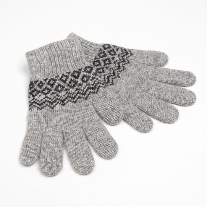 Перчатки женские из монгольской шерсти, цвет серый/узор, размер 6,5-7,5