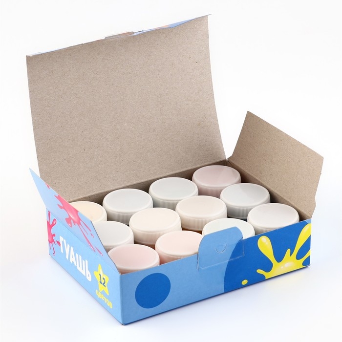 Гуашь 12 цветов по 10 мл, &laquo;Котик и мольберт&raquo;