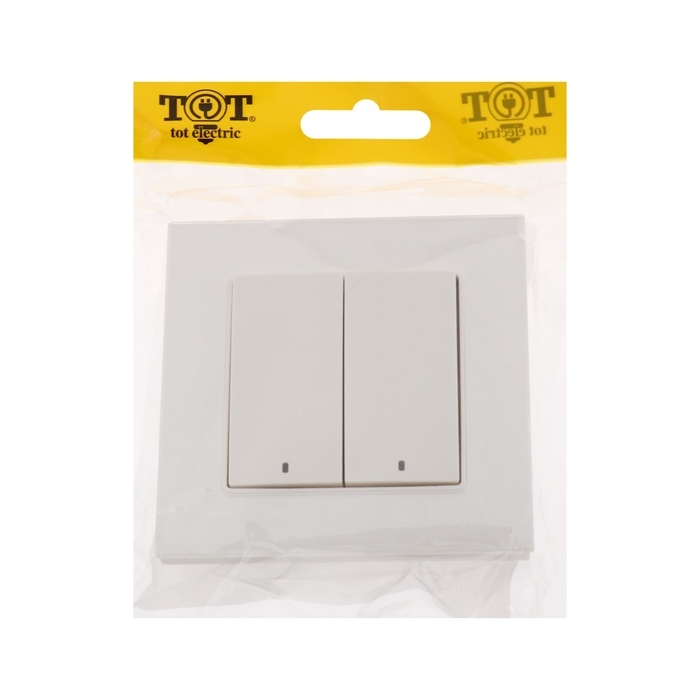 Выключатель TOT Glossy Glass, 10 А, 2 клавиши, с подсветкой, скрытый, стекло, белый Выключатель TOT Glossy Glass, 10 А, 2 клавиши, с подсветкой, скрытый, стекло, белый
