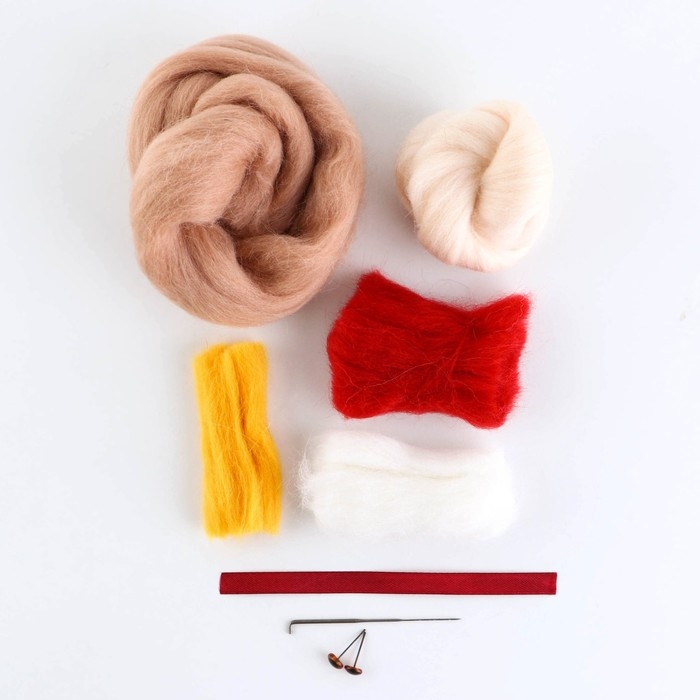 Валяние из шерсти на новый год. Игрушка своими руками &laquo;Кролик с подарком&raquo;, новогодний набор для творчества