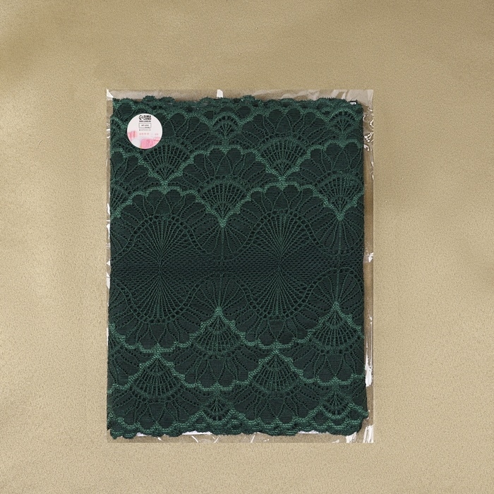 Кружевная эластичная ткань, 180 мм &times; 2,7 &plusmn; 0,5 м, цвет изумрудный