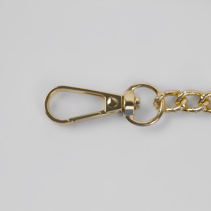 Цепочка для сумки, с карабинами, алюминиевая, 7 × 10 мм, 120 см, огранённая, цвет золотой Цепочка для сумки, с карабинами, алюминиевая, 7 × 10 мм, 120 см, огранённая, цвет золотой