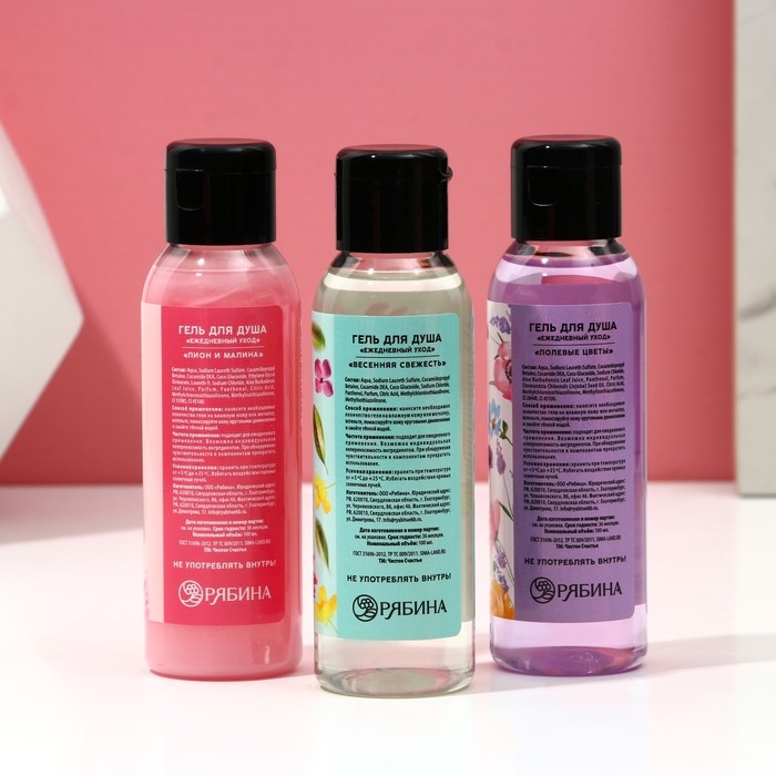 Подарочный набор косметики «Для тебя!», гель для душа 3 х 100 мл, ЧИСТОЕ СЧАСТЬЕ Подарочный набор косметики «Для тебя!», гель для душа 3 х 100 мл, ЧИСТОЕ СЧАСТЬЕ