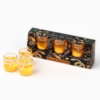 Свечи гелевые новогодние &laquo;Волшебство рядом&raquo; на Новый год на Новый год, 3 шт, золотые, 2,5 х2,5 х 2,5 см