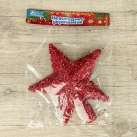 Наконечник "Звезда" пушистый блеск, 18,5х20 см, красный Наконечник "Звезда" пушистый блеск, 18,5х20 см, красный