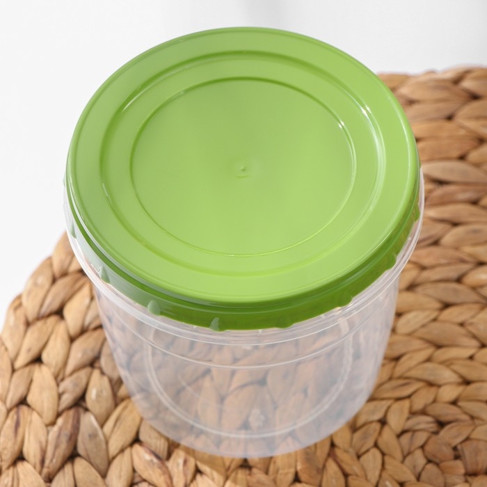 Банка для хранения продуктов, пластиковая, 1 л, прозрачная, крышка МИКС
