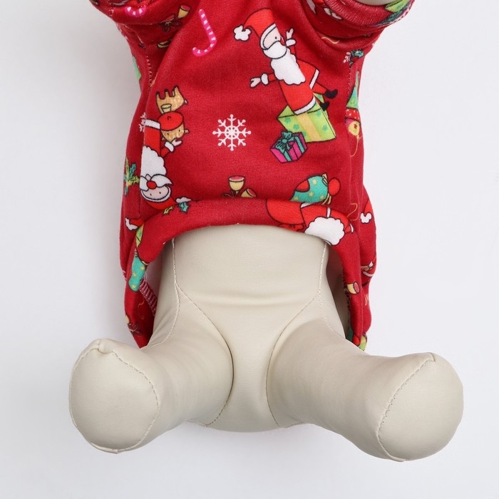 Кофта новогодняя для животных "Подарки", размер XS, красный (ДС 20, ОШ 22, ОГ 30 см)