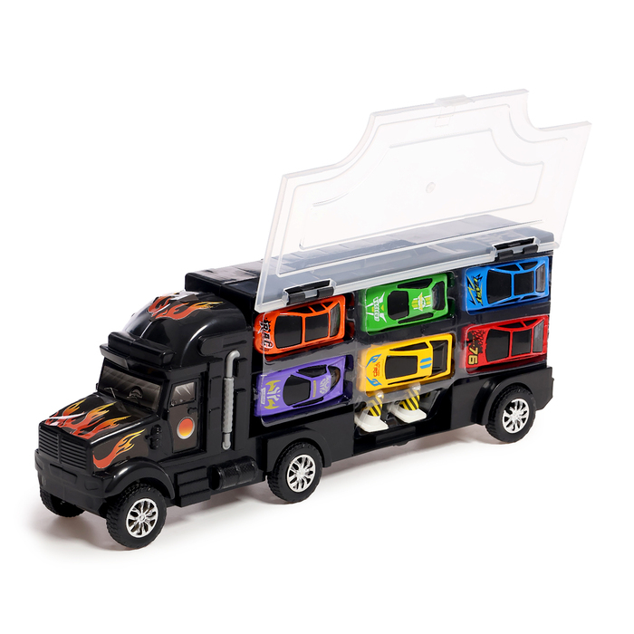 Грузовик &laquo;Перевозчик&raquo;, 6 металлических машин в комплекте + игра