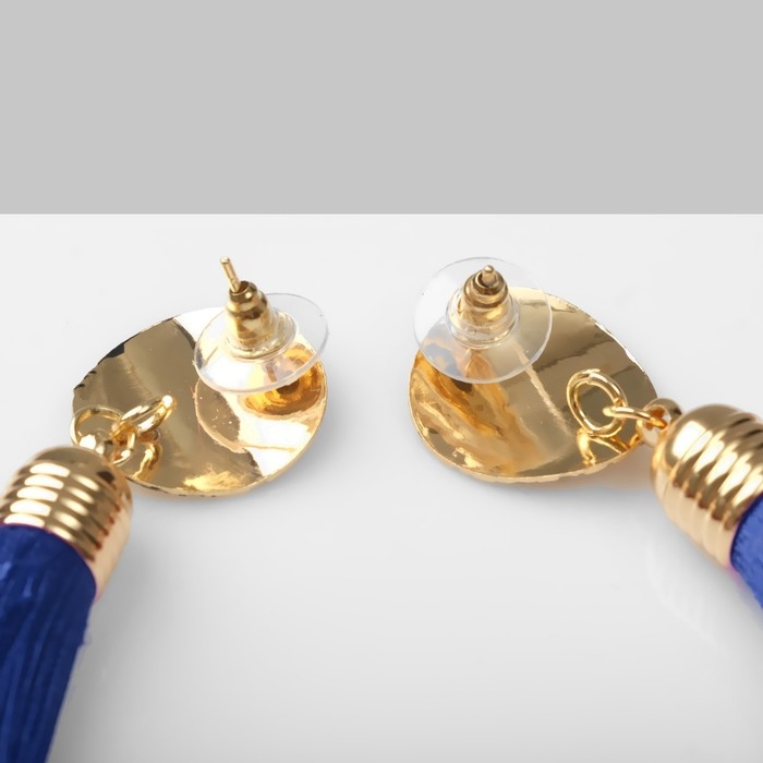 Серьги «Кисти» классика, цвет синий в золоте, L кисти 9,5 см Серьги «Кисти» классика, цвет синий в золоте, L кисти 9,5 см