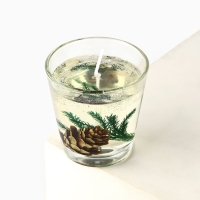 Новогодняя свеча гелевая в стакане с декором внутри &laquo;Новый год: Еловый лес&raquo; 5 х 5 х 6 см