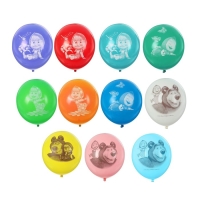 Шар латексный 14" &laquo;Маша и Медведь&raquo;, пастель, 2 ст., набор 5 шт., МИКС