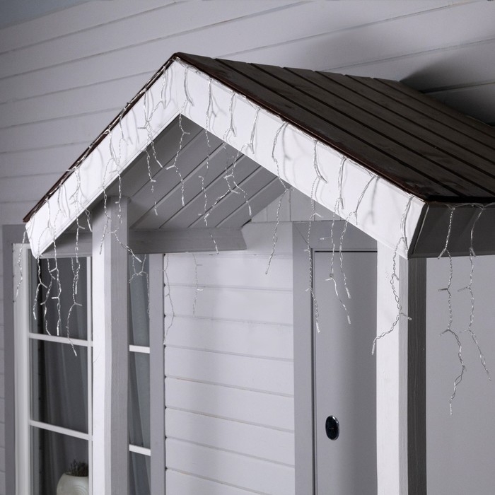 Гирлянда &laquo;Бахрома&raquo;, 3&times;0.6 м, IP44, 114 LED, 8 режимов, солнечная батарея, прозрачная нить, свечение тёплое белое