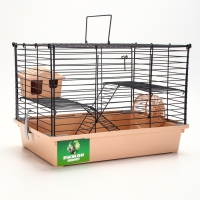 Клетка для грызунов "Пижон" складная, 38 х 27 х 27 (домик, миска, колесо) бежевая