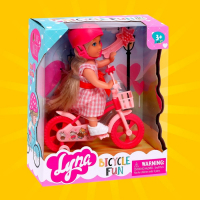 Кукла малышка Lyna на велопрогулке с велосипедом и аксессуарами, МИКС