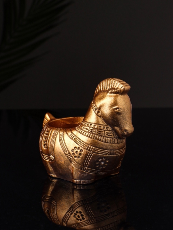 Кашпо "Лошадка с орнаментом" 8х9х6 см, бронза