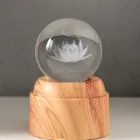 Сувенир стекло свет "Шар. Лотос" 6хLED шар d=6 см, крутится, USB 7х7х10 см