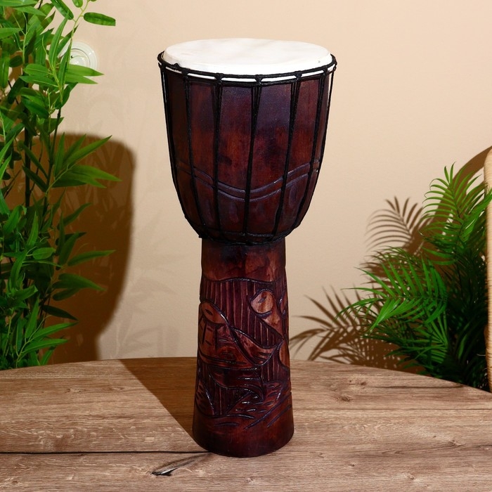 Сувенирный музыкальный инструмент барабан джембе "Тёмный" 60х25х25 см МИКС