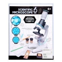 Микроскоп детский &laquo;Юный ботаник&raquo; кратность х100, х400, х1200, белый, подсветка