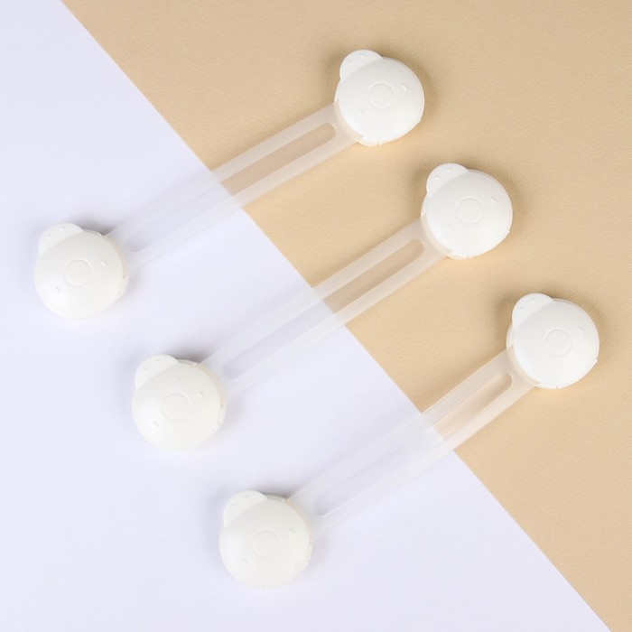 Набор блокираторов для дверей и ящиков, универсальные, 3 шт., цвет белый/прозр, Крошка Я