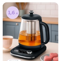 Чайник электрический стеклянный КТ-6756 - 1.6 л