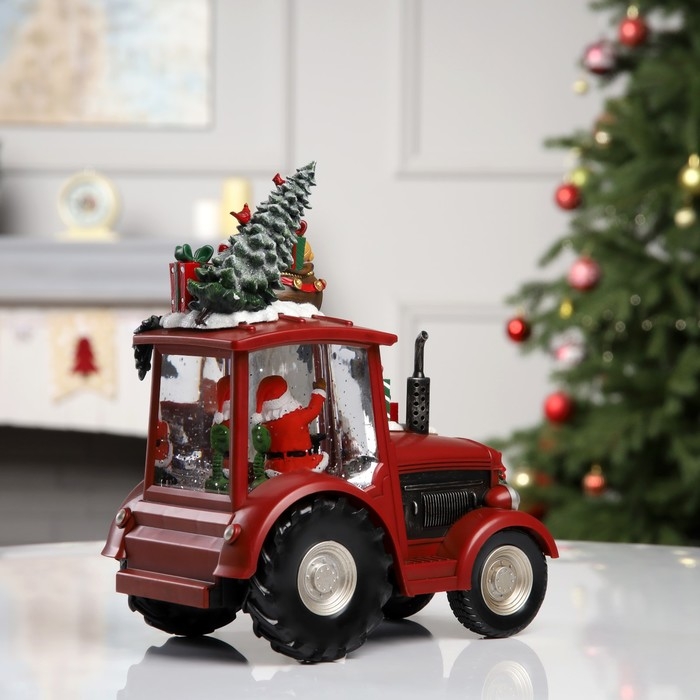 Фигура светодиодная &laquo;Праздничный трактор&raquo;, 25х13х21 см, музыка, батарейки ААх3 (не в комплекте), USB, свечение тёплое белое