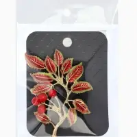 Брошь "Веточка Калины", цвет красно-коричневый в золоте