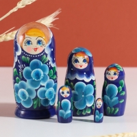 Матрёшка "Клава", голубое платье, 5-кукольная, 12 см