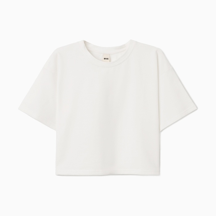 Футболка укороченная женская MINAKU OVERSIZE FIT: цвет экрю, р-р 50 Футболка укороченная женская MINAKU OVERSIZE FIT: цвет экрю, р-р 50