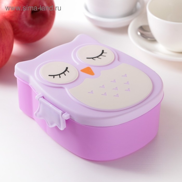 Ланч - бокс пластиковый с ложкой&laquo;Совушка&raquo;, 2 отделения: 300 мл, 450 мл, цвет МИКС