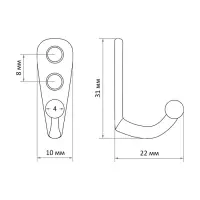 Крючок мебельный ТУНДРА TKO001, однорожковый, черный, 50 шт.
