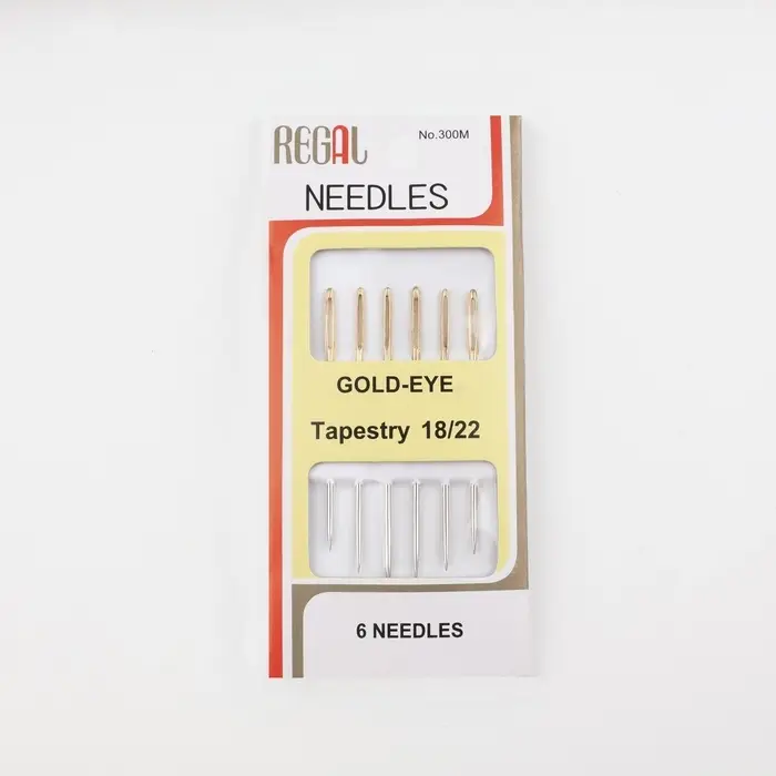 Иглы швейные для гобелена №18/22, d=1.15 мм, 4.2-4.6 см, с золотым ушком, 6 шт.