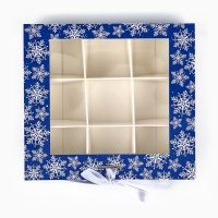 Коробка под 9 конфет с ячейками «Снежинки» 14.8 х 13.5 х 3.5 см, Новый год Коробка под 9 конфет с ячейками «Снежинки» 14.8 х 13.5 х 3.5 см, Новый год